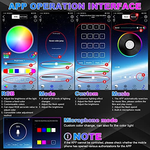 12pcs Motorcycle LED Underglow Kits,16 Million Colors A PP Control RGB Motorcycle LED Lights Sync to Music Waterproof DC12V.