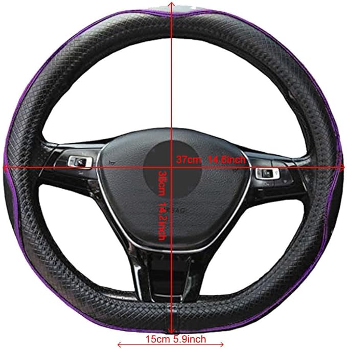 Mayco Bell Flat Bottom Steering Wheel Cover Anti-Slip,Safety,Soft,Breathable,Durable,Full Surround,Comfortable Grip Microfiber Leather (D Shape, Black Purple)