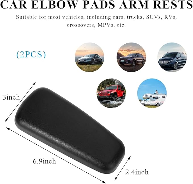 2 PCS Car Elbow Pad Arm Rest, Auto Armrest Cushion Relieves Elbow Fatigue, Automotive Door Armrest Protective Pads Suitable for Most Vehicles, Universal Car Accessories (Black)