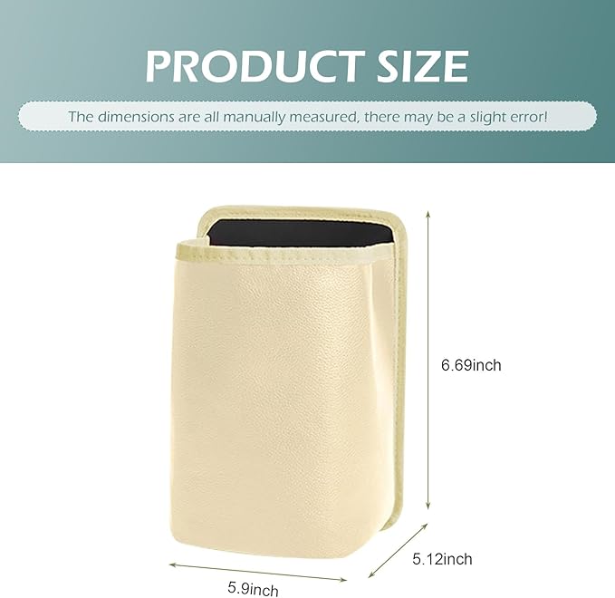 SLIMI 1 PC Car Seatback Organizer, Multifunctional Leather Car Organizer Back Seat, Waterproof Suspension Car Trash Can, Universal Cars Seat Travel Storage Bag (Beige)
