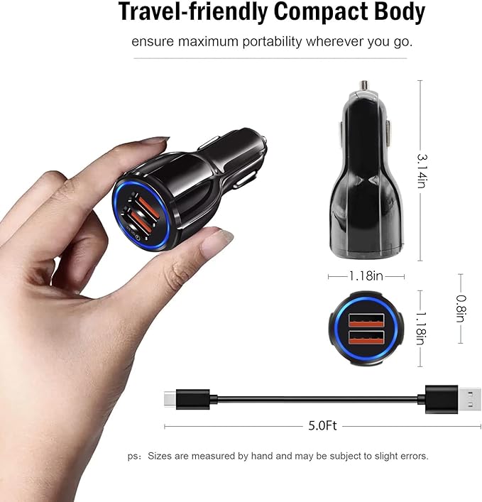 Fast USB Car Type C Charger 30W Adapter for Moto G Power 2025/G Stylus/G Play/G Pure,Edge,Motorola One 5G Ace/Razr, Carplay Cable for iPhone 16E 16 15 Pro Charging Samsung Galaxy & More Android Phone