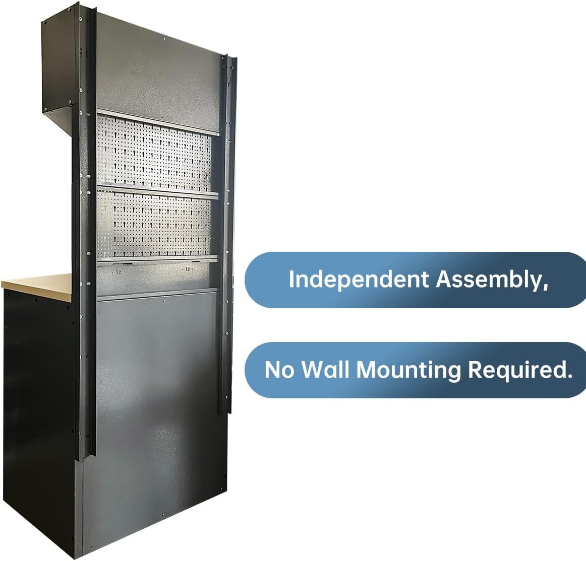JZD Metal Workshop Cabinet System, Garage Organization Tools Storage, No Wall Mounting Needed, for Basement Automotive Repair Shop