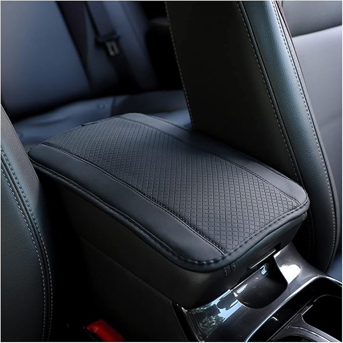 Ziciner Leather Car Center Console Armrest Pad, PU Waterproof Auto Seat Box Cover Protector, Hand Rest Cushion Protection Pad, Vehicles Interior Accessories Universal for Truck,SUV (Black A)
