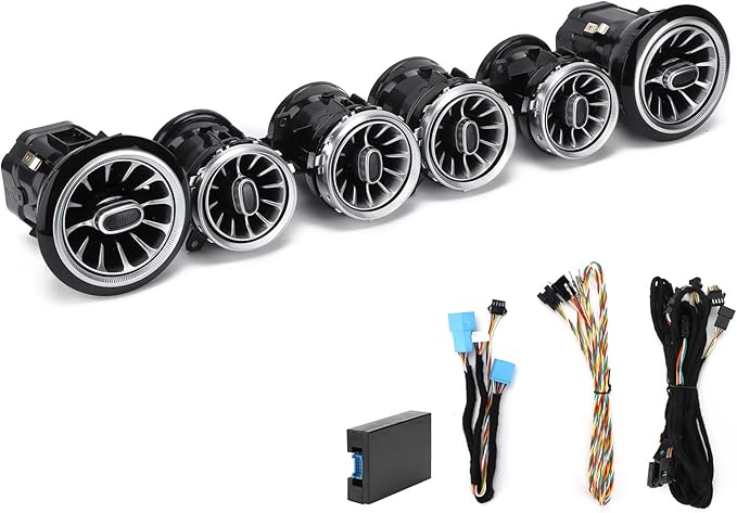 JTLB 6pcs 64 Color Front LED Turbine Air Vent Ambient Light Kit Replacement for E ‑ Class W213 C238 2017‑2021