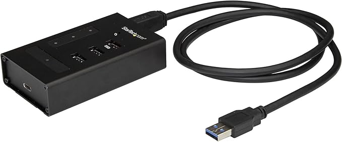 4 Port USB Hub - USB A to 1 x USB C and 3 x USB A - Mountable - Industrial - Powered USB Hub - USB Port Expander - USB 3.0 Hub