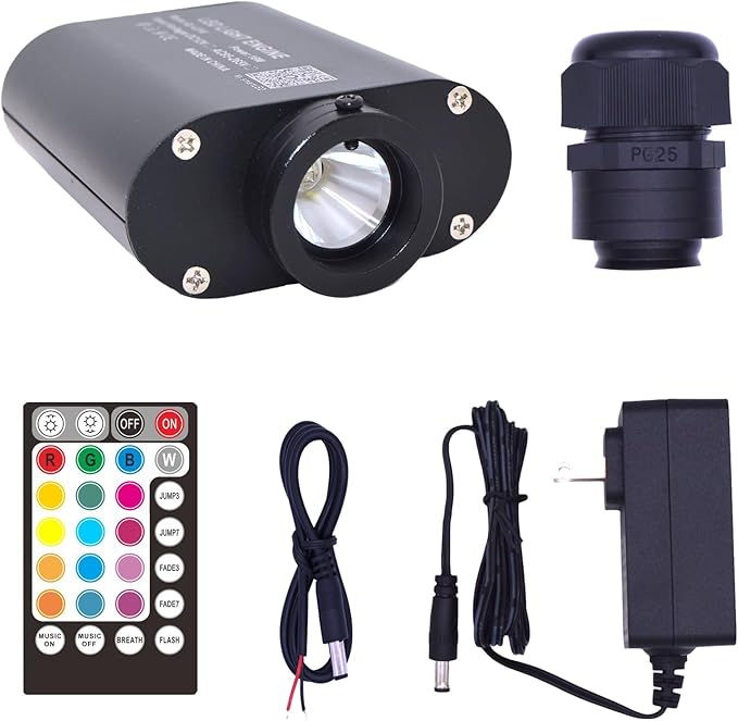 16W Bluetooth APP Control Music Sync Fiber Optic Light Source RGBW Light Box Engine Diver for Car Starlight Headliner Home Indoor Star Ceiling Decoration