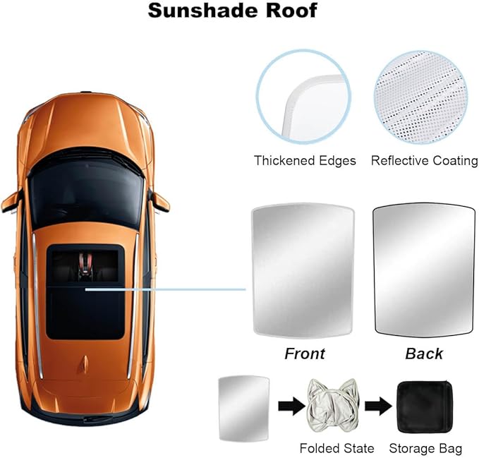 Car Sunroof Compatible with Tiguan 2023-2017 5-Door SUV, Foldable Glass Roof Sunshade with Storage Bag, Sunshade Roof Heat Insulation Sun Protection Roof Sunshade Interior Sunroof Shade