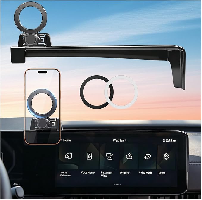 Car Phone Holder for KIA Carnival 2026 2025 (Only for 12.3-Inch Screen) 360° Rotation Magnetic Cell Phone Mount, Compatible with Magsafe, Does Not Affect Air Vent