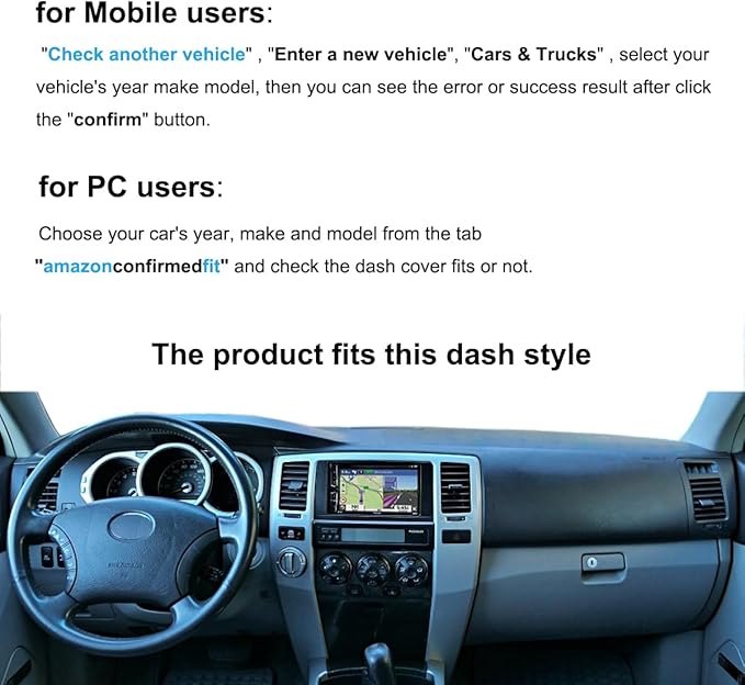 Dash Cover Mat Pad for Toyota 4Runner 2003 2004 2005 2006 2007 2008 2009 Dashboard Cover Pad Cap Carpet Protector (Black) Y17
