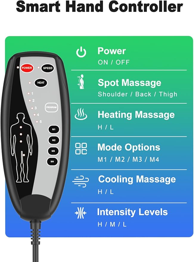 Vibration Massage Seat Cushion with Heat, Full Back & Neck Massager for Chair, 8 Motors Massage Pad with Adjustable Lumbar Support, Heated Chair Cushion for Office Home Recliner