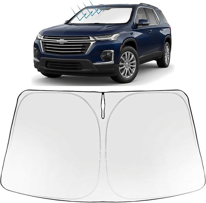 Proadsy Windshield Sun Shade for Chevrolet Traverse 2024-2026 Foldable Front Sunshade Protector Sun Visor Blocks UV Rays Keep Car Cooler Accessories