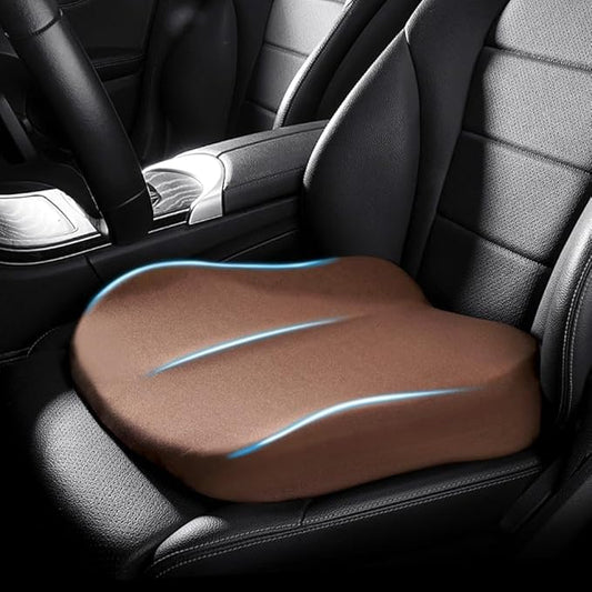 Adult Car Booster Seat Cushion, Car Seat Driver Height Boost Mat Memory Foam Car Seat Cushions Pad Improve Driving View Non-Slip 3D Office Chair Cushion Pressure Relief (Brown)