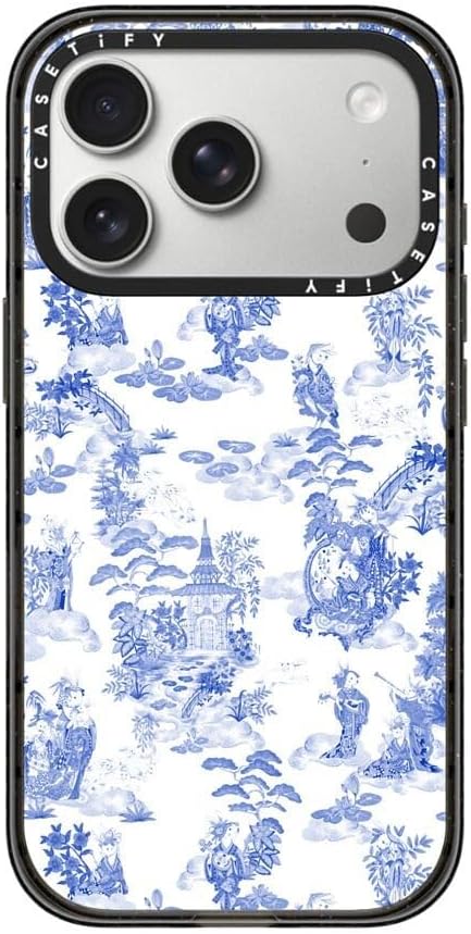 CASETiFY Impact iPhone 17 Pro Case [Slim/Compatible with Magsafe / 8.2 ft. 4X Military Grade Drop Protection] - Moon Caravan Toile - Clear Black