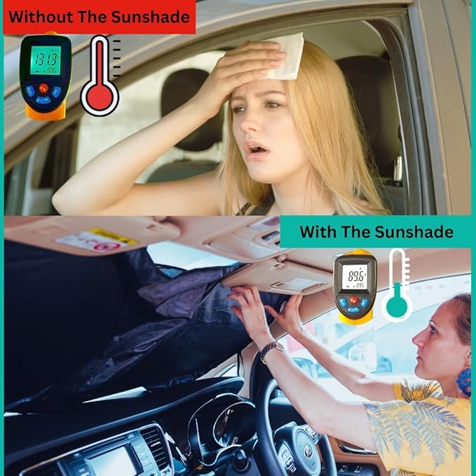 Windshield Sun Shade -Certified 99.87% UVB & 99.02% UVA Car Sun Shade. Award Winning Sunshade - Patented Technology | Compatible for Mitsubishi Outlander (2013-2021) | Car Shades by Kinder Fluff