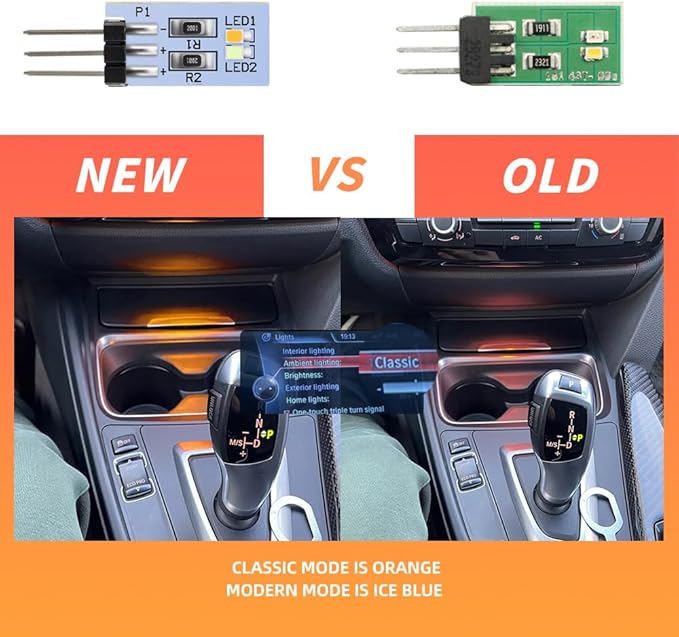 NJSBYL LED Interior Dashboard Storage Ambient Circuit Board for B-MW 2 3 4 Series X1 X2 I3 M2 M3 M4 Pre-LCI Ambient Lighting Module Instrument Panel Ashtray Atmosphere Lamp Blue-Orange Replacement