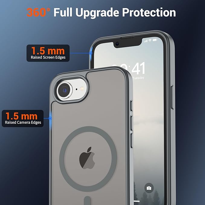 SUPFINE Magnetic for iPhone 17e Case/iPhone 16e Case (Compatible with MagSafe)(Military Grade Drop Protection) Slim Translucent Matte Shockproof with Anti-Fingerprint Phone Case,Gray