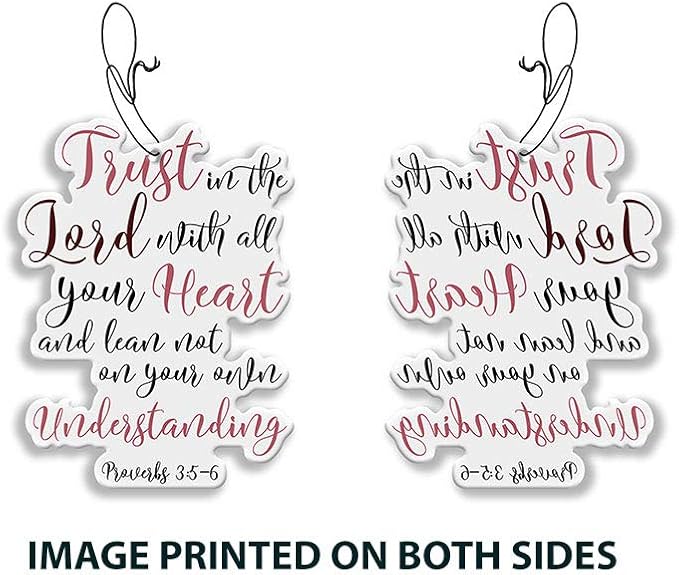 WIRESTER Hanging Air Freshener for Car, Home, Bathroom, Office, Decorative Charm Ornaments, Christian Quotes Proverbs 3:5-6