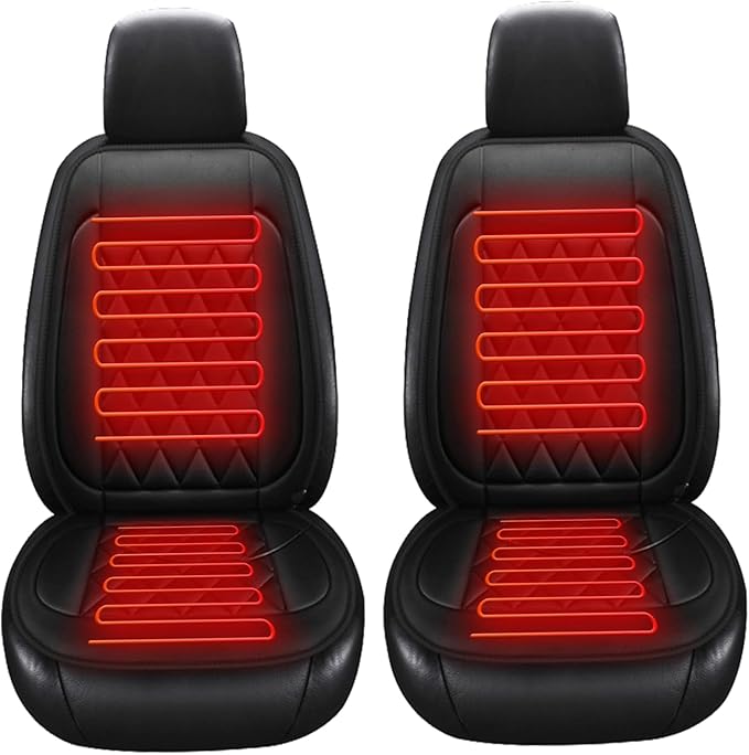 2Pcs Universal Seat Cushion, Comfortable Large Heated Seat Cover，Non-Slip Breathable Unique Back Rest Black (2Pack Black)
