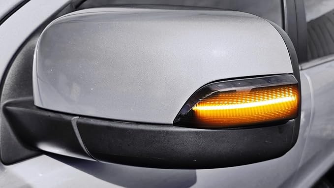 iJDMTOY Black-Out Smoked Lens Amber LED Dynamic Sequential Blink Side Mirror Turn Signal Light Assembly Kit Compatible With Ford 2019-2023 Ranger Lariat Chrome Housing ONLY