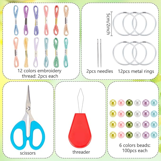 INFUNLY 12 Sets DIY Mini Dream Catcher Kit with Glass Beads Colorful Small Dream Catcher Kit with Instruction Boho Handmade Dreamcatcher Making Kit for Bag Pendant Car Mirror Charm Bedroom Decor