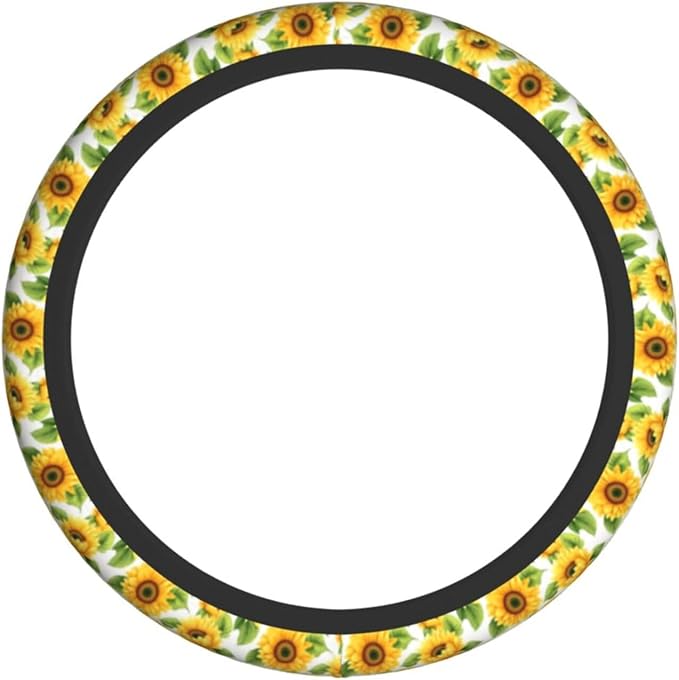 Sunflower Cute Steering Wheel Cover Non-Slip Breathable Sweat-Absorbent Suitable for SUV Van Truck Car Universal Protection Accessories 15 Inch Suitable for Women Men