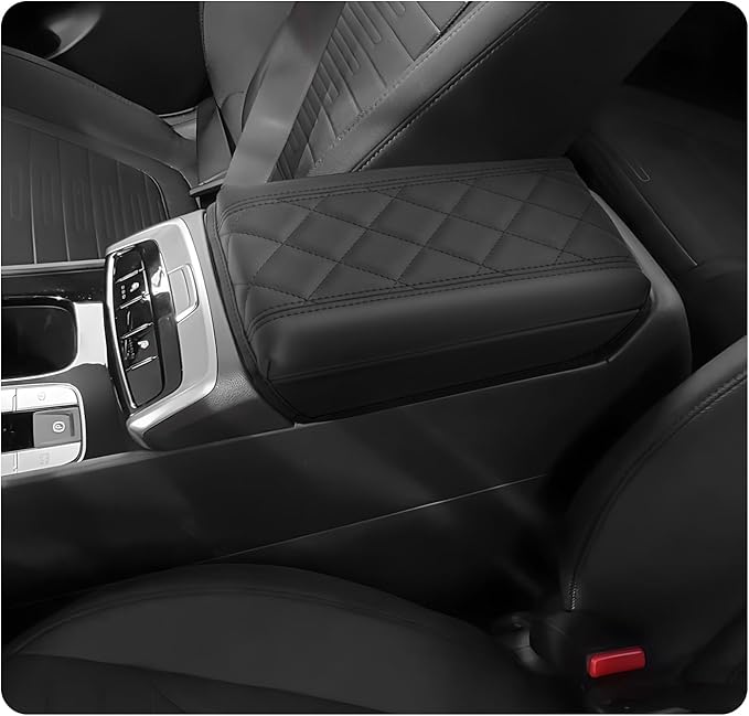 LUWU 2025 2026 Santa Cruz Center Console Cover Compatible with 2022 2023 2024 2025 2026 Santa Cruz Accessories Armrest Cover Center Console Pad Armrest Console Cover (Thick Black)
