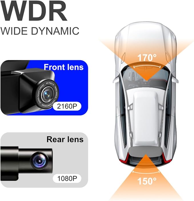 2026 New Osmo Dashcam Pro 3.0 4K Front and Rear Dash Cam, 4K + 1080P Dash Camera for Car with Night Vision (WiFi+GPS+128GB)
