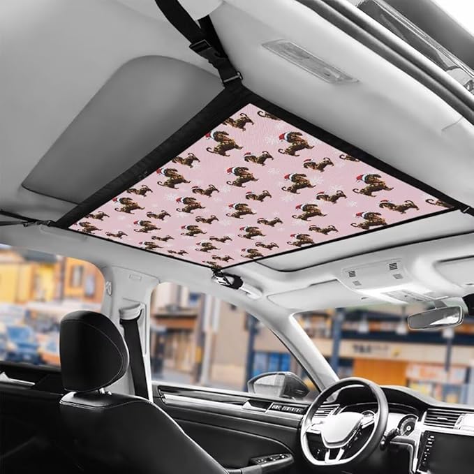 Christmas Dachshund Car Roof Storage Bag Auto Seat Storage Hanging Bag Premium Car Seat Organizer Car Travel Accessories Compatible with Most Cars