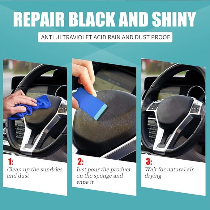RJDJ Plastic Restorer for Cars, Trim & Exterior – Plastic Revitalizing Coating Agent, Restores Faded Plastic, UV Protection, Car Shine Refurbishing Solution (30ml-4pcs)