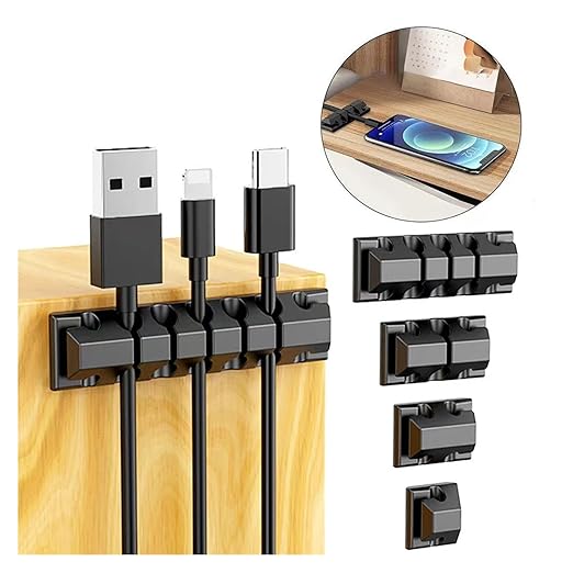 MUdson Cable Fixer Cable Organizer Clips in Car Home Office Desktop Tidy Management Wire Cord Holder Cable Winder Keyboard Durable (Color : White-1 Clip)