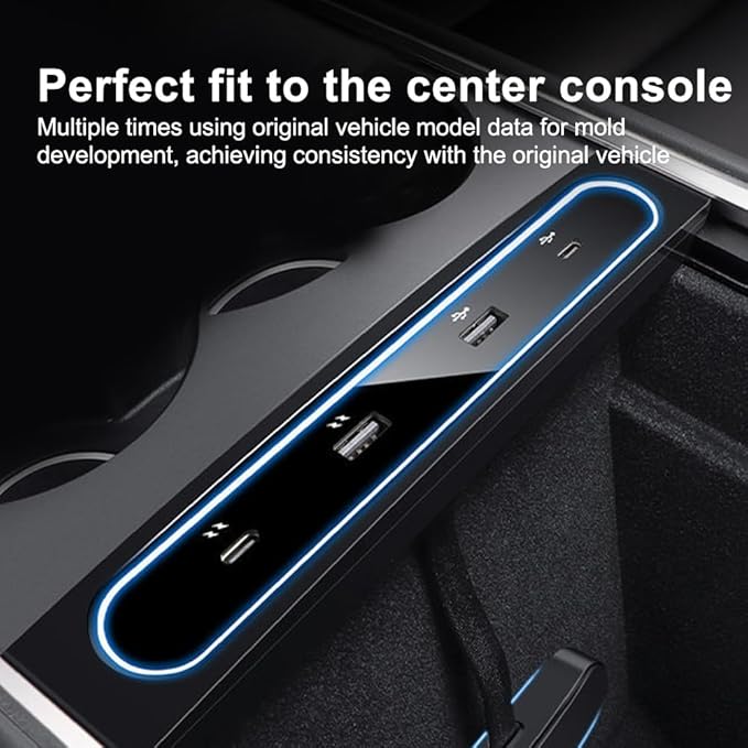 Car USB Hub,Multi-Functional USB Expander with LED Light for Car Vehicle Center Console