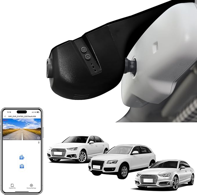 Mangoal 4K Dash Cam Custom fit for Audi (Model B Black) A4 A6 Allroad A3 A5 A6 Q5 A8 S8 A7 S5 Q3 S3 S7, Integrated OEM Look, UHD 2160P Video, G-Sensor, WiFi and Free App, GPS, 64GB Card