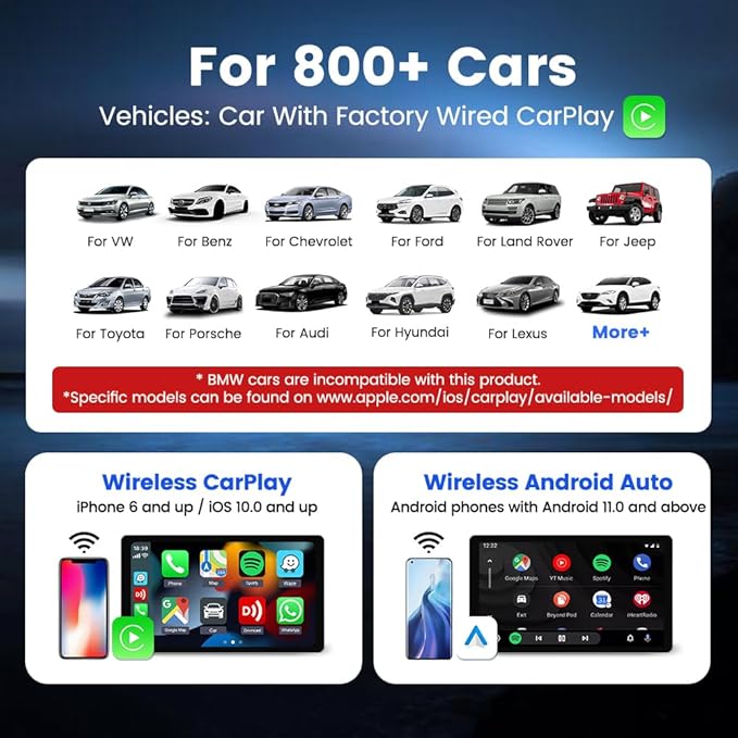 Carlinkit CarPlay Android 13.0 AI Box Adapter, 3-in-1 CarPlay AI Box Max(Plus), Plug & Play, Easy Setup, Built-in Google Play/Netflix/YouTube/TF Card, for Cars with OEM Wired CarPlay&Touchscreen
