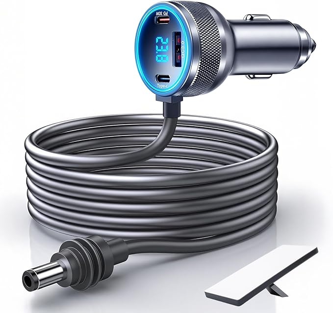 Starlink Mini Cable, 4-in-1 Starlink Mini Car Charger DC Power Cable + 12V-24V Cigarette Lighter Adapter with Digital Display, USB-C PD 45W and Dual USB-A 35W Ports for Cars, Suitable for Cars (10FT)