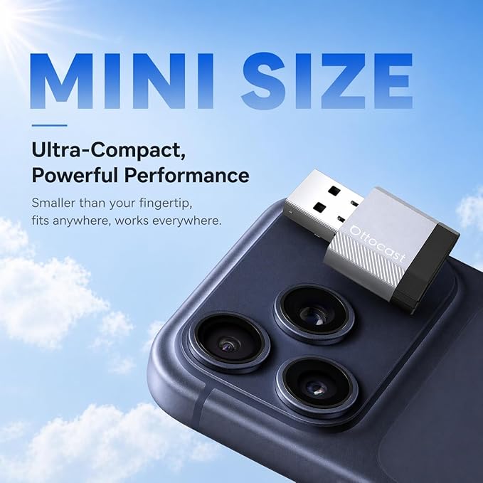 OTTOCAST Mini Nova, 2 in 1 Wireless Carplay & Android Auto Adapter, Plug & Play 2026 Upgraded with AI Assistance (ChatGPT, Gemini, Claude)