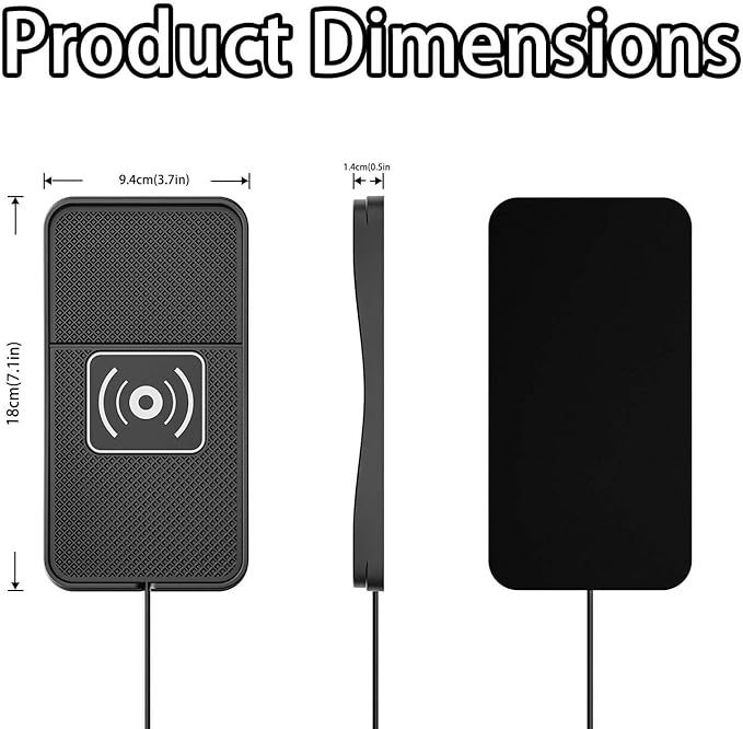 Car Wireless Charger Pad for Audi RS 4 2007-2008, Fast Car Wireless Charging Pad for Car Center Console, Non Slip Charging Mat,1M-Type C