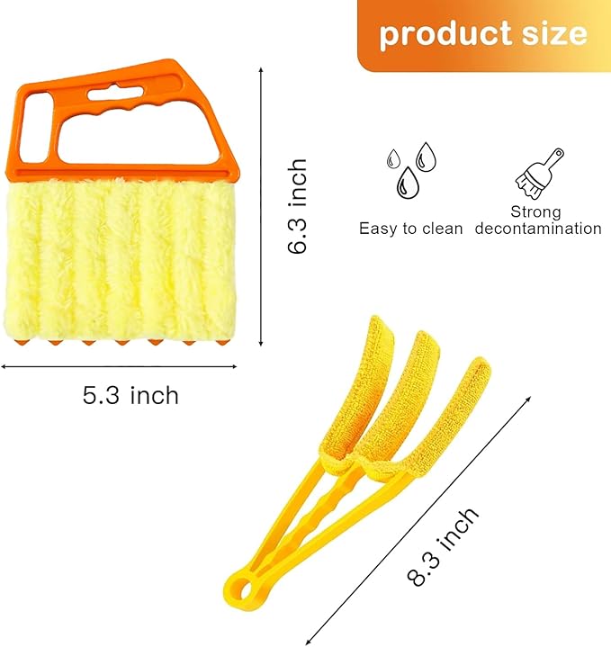 AOCEAN 4 Pcs Blind Cleaner Duster Tool, 7-Finger Dusting Cleaner Tool for Window & Air Vent, Washable Handheld Microfiber Duster Blinds Air Conditioner Fan Keyboard Duster Dirt Tool