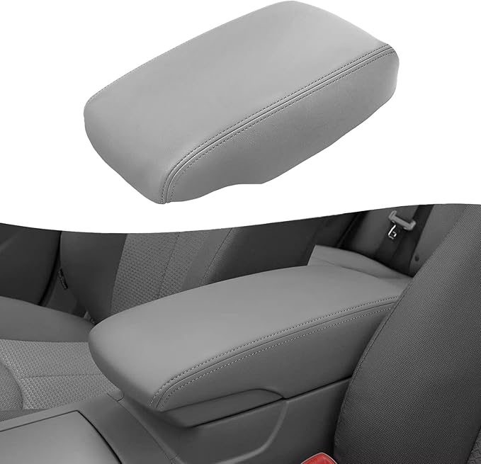 KBH Center Console Armrest Cover Replacement for Toyota Camry 2007 2008 2009 2010 2011, Vinyl Leather Arm Rest Covering Upholstery, Anti-Scratch, Gray (Leather Part Only)