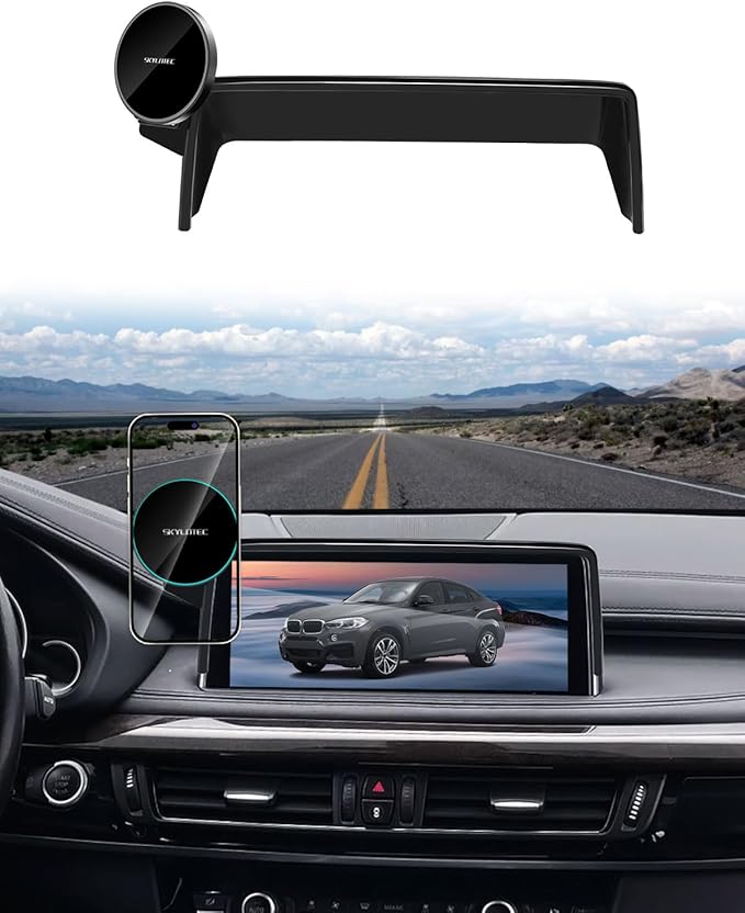 Phone Mount for BMW X5 2014-2018 / X6 2015-2019 Accessories 10.2-Inch Screen Fixed Clip, Car Magnetic Phone Holder Compatible with MagSafe, Strong Magnets 15W Wireless Charger Cell Phone Base
