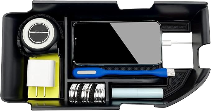 Compatible with Camry XLE or XSE 2018-2021 2022 2023 2024 & Camry LE SE 2020-2023 2024 Center Console Organizer Tray Accessories, Fit Dual USB Ports（not for 9th 2024 2025 Camry） (Black)