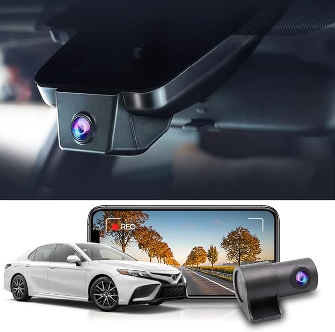 Fitcamx Front 4K+Rear 1080P Dash Cam for 2021-2024 Toyota Camry LE L XLE TRD XSE SE Hybrid (Gen8/XV70), OEM Look, Built-in WiFi & APP, Dual Loop Recording, Gravity Sensor, Easy to Set, 128GB Card