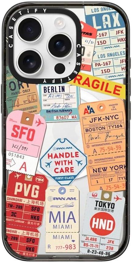 CASETiFY Impact Case for iPhone 16 Pro [Slim / 8.2 ft. 4X Military Grade Drop Protection/Compatible with Magsafe] - Airtags - Clear Black