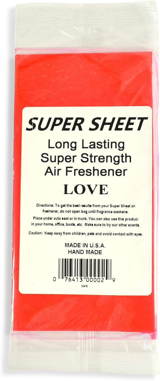 Super Sheet Small (7.5"x3.75") Under Seat Car Air Freshener (Love)