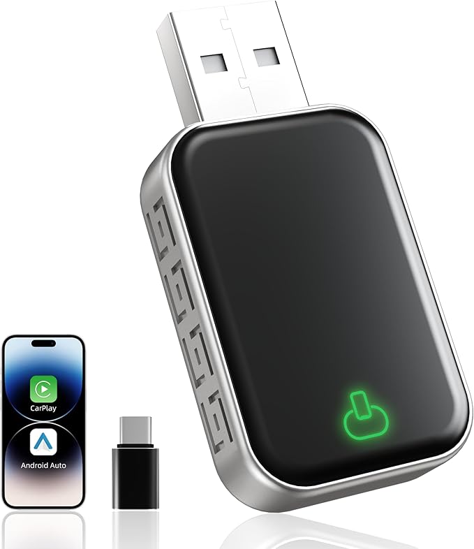 Wireless CarPlay Adapter for Apple & Android Auto, Convert Wired to Wireless,Plug & Play Auto-Connect, No Delay, BT 5.4, 2.4G/5G WiFi