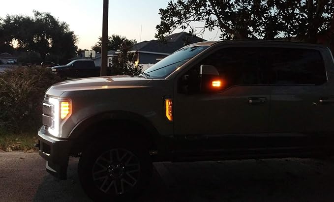 iJDMTOY Amber Yellow LED Background Illumination Kit Compatible with 2017-2021 Ford F250 F350 F450 Super Duty Side Fender Chrome Emblem