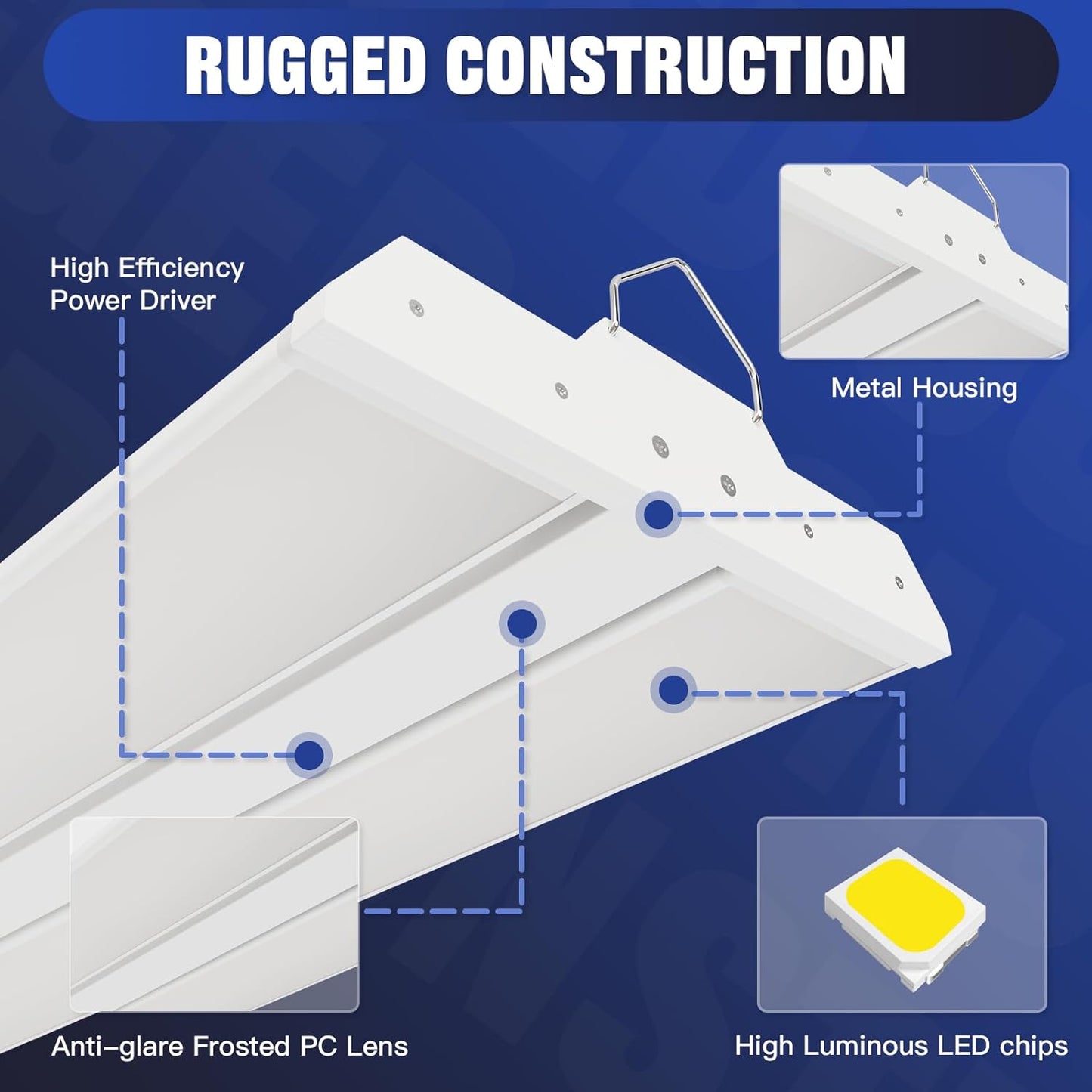 JTT 300W LED Linear High Bay Light, 45000LM Linear High Bay Shop Light Commercial 120-277V, 5000K Lights Shop Workshop Store Commercial Supermarket Warehouse Basement,5 Years Warranty,4-Pack ETL