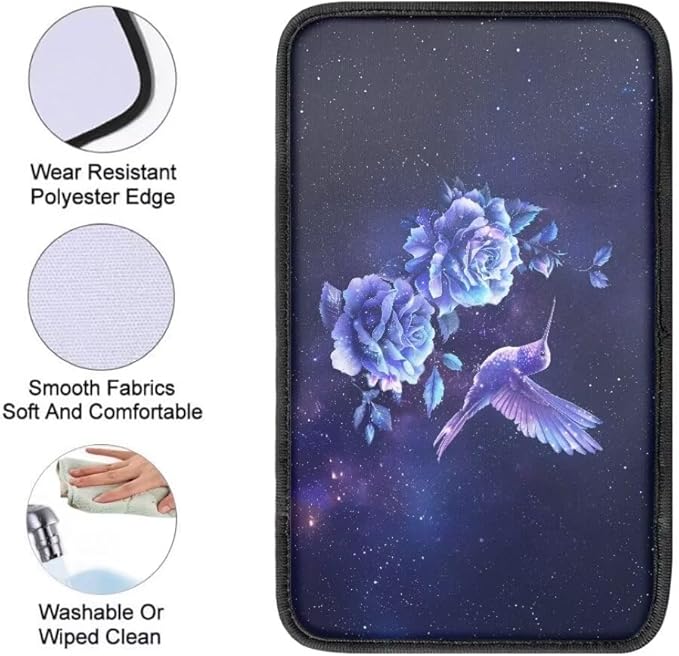 Coldinair Hummingbird Floral Car Center Console Pad Soft Armrest Protector Cover Fit for Most Vehicle,SUV,Truck,Car Interior Accessories Decor