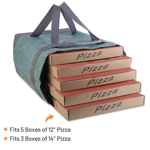 CIVJET Insulated Reusable Tote Bag for Grocery Shopping for Women/Men, Waterproof Cooler Bags for Travel/Beach/Picnic, Pizza/Food Delivery Bag to Keep Food Cold/Hot for Catering (Oxford Cloth, Green)