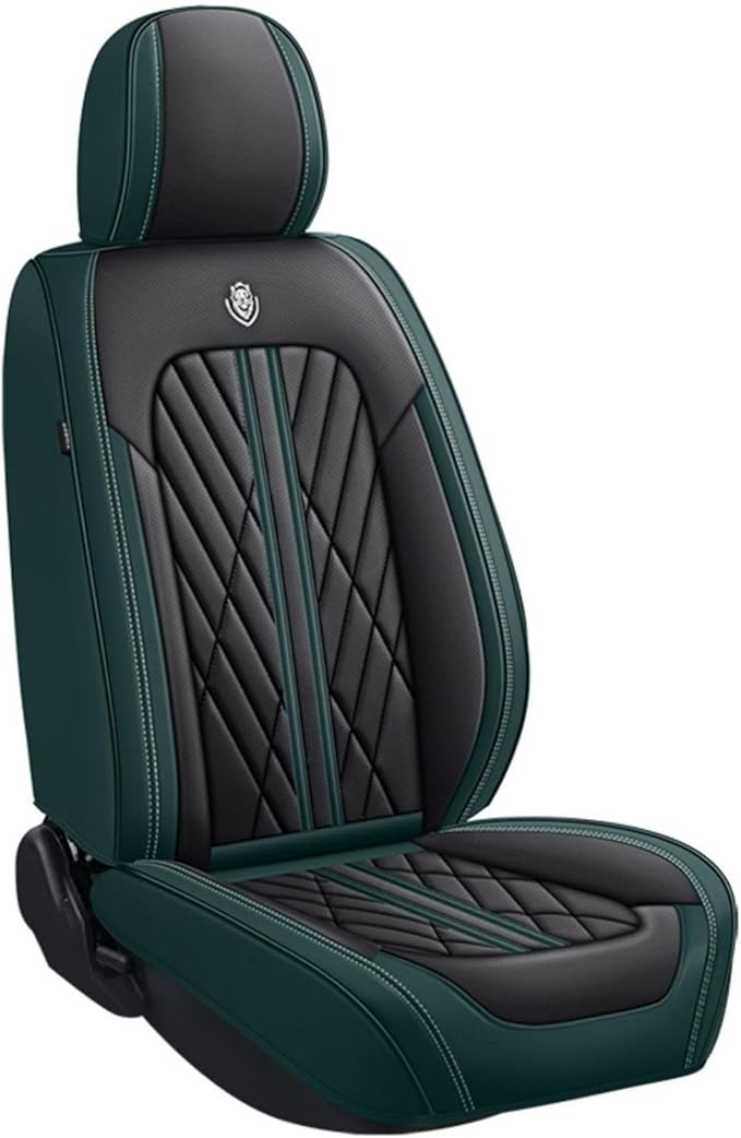 Premium Nappa Leatherette Car Seat Cover Set Custom Fit for Honda CR-V CRV 2000-2023 2024 2025 2026 Water-Proof Breathable Faux Leather Seat Cushion Protectors (Front 2 Seats,Black Green)