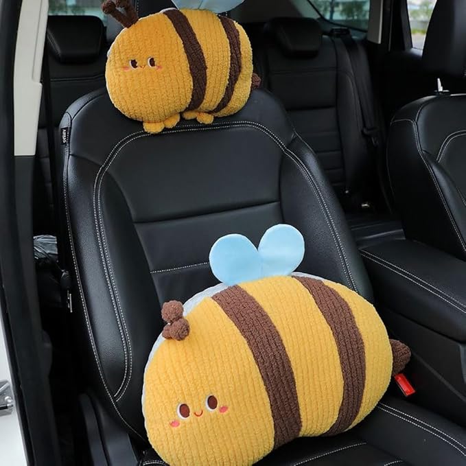 Bee Shaped Car Headrest Pillow Neck Rest Driver Seat Cushion 1 PCS- Neck Pillow